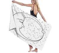 Toalla de baño de microfibra grande, monocromática, tiempo de sueño, buenas noches, estrellas con capucha, dibujo simple, toalla de playa para hotel familiar, viajes, deportes de natación, 52 x 32 pul