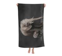 Toalla De Baño Elefanta Madre E Hijo Toalla Absorbente Sábana De Baño Microfibra Toallas para Camping Piscina Sauna 80X130Cm