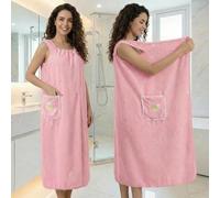 Toalla de baño envolvente, toalla de ducha con diseño de lazo de bolsillo, bata ligera y suave de secado rápido para la playa, piscina, rosa