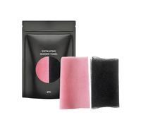 Toalla de baño exfoliante - Paquete de 2 tiras limpiadoras corporales , toallas faciales resistentes a desgarros de secado rápido | Toallas de ducha rosadas y negras para todo tipo de piel, exfo