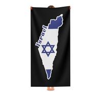 Toalla De Baño Mapa De La Bandera De Israel Microfibra Toallas Suaves Toallas De Playa para Vacaciones Deportiva Piscina 80X130Cm