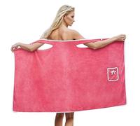 Toalla de baño para mujer, absorbente, de secado rápido, con tirantes, con bolsillo, para adultos, para playa, spa, sauna, bata de baño