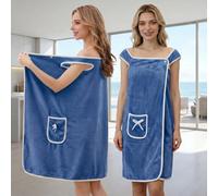 Toalla de baño portátil con bolsillo y toalla de baño suave de secado rápido con diseño de lazo para playa, baño y piscina (54 x 32 pulgadas, color mar)