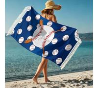 Toalla de baño y playa rosa para mujer borla estampado bandera EE. UU. y un balón fútbol americano microfibra ligera secado rápido toalla grande vistas a la playa ideal para tumbonas natación surf