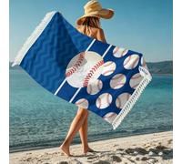 Toalla de baño y playa rosa para mujer borla estampado bandera EE. UU. y un balón fútbol americano microfibra ligera secado rápido toalla grande vistas a la playa ideal para tumbonas natación surf
