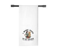 Toalla de cocina con texto en inglés "I Work Hard So My Golden Can Have Nice Things", regalo divertido para amantes de los perros, regalo Golden Retriever para mamá (toalla Nice Things UK)