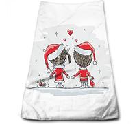 Toalla de Cocina navideña de Microfibra, Mates Love with Santa Costume, Toallas de baño de Secado rápido para Adultos y niños súper absorbentes, Blanco Rojo 15in x27in