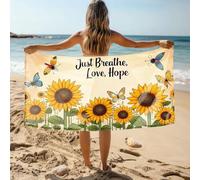 Toalla de enfriamiento con girasoles y mariposas: Just Breathe, Love, Hope Toalla de baño, toalla de baño, esencial para el baño