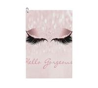 Toalla de golf con purpurina brillante "Hello Gorgeous Eyes" para bolsas con clip de mosquetón, 40 x 60 cm, microfibra absorbente para hombres y mujeres, accesorios deportivos, regalos de golf para h