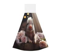 Toalla de mano colgante de forro polar coral, toalla de mano colgante para baño y cocina para niños y adultos, lindo cerdo joven, toalla de cocina súper absorbente