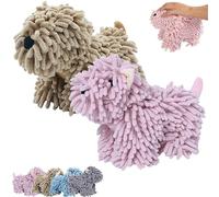 Toalla de mano de chenilla con forma de perro, toalla de microfibra ultra absorbente con forma de cachorro, toalla de secado rápido que no suelta pelusa, ideal para baño y cocina. (Marrón+Rosa)