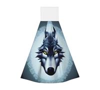 Toalla de mano de forro polar coral con cabeza de lobo feroz, toalla de cocina colgante súper absorbente, toalla de mano colgante para baño de niños y adultos