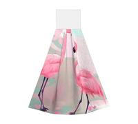 Toalla de mano de forro polar Love Flamingo Coral, toalla de cocina colgante súper absorbente, toalla de mano colgante para baño de niños y adultos