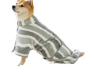 Toalla de manos - Albornoz para mascotas, manta de microfibra absorbente a rayas para después de la natación baño casa playa Puppy
