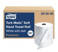 Toalla de manos Tork Matic Soft White Premium H1, absorci?n r?pida, larga duraci?n, gruesa, 2 capas, 6 rollos x 174 m (290096)