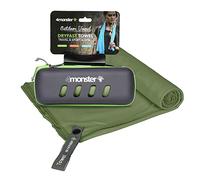 Toalla de microfibra 4Monster con funda de transporte, toalla de viaje súper absorbente, toalla de secado rápido, toalla de camping, ideal para gimnasio, mochilero y más (verde militar, 40 x 80 cm)