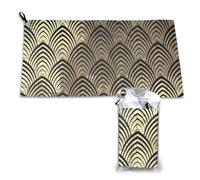 Toalla de microfibra Art Déco con escamas doradas y negras, de secado rápido, para adultos, 40,6 x 44,5 cm
