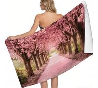 Toalla de Microfibra Camino de los cerezos en Flor en el Parque 160 x 80 cm Toalla de Gimnasio Deportiva Rosa superabsorbente Playa Ducha Yoga Deporte