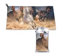 Toalla de microfibra de secado rápido "Caballo salvaje corriendo contra una tormenta de arena" para adultos (40,6 x 185,4 cm)
