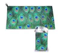 Toalla de microfibra de secado rápido con adorable pavo real verde para adultos, 40,6 x 50,8 cm