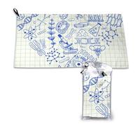 Toalla de microfibra de secado rápido con dibujos de biología en el corazón para adultos, 40,6 x 55,8 cm
