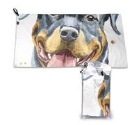Toalla de microfibra de secado rápido con diseño de cabeza de rottweiler para adultos (40,6 x 185,4 cm)