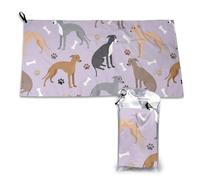 Toalla de microfibra de secado rápido con diseño de huesos y patas de galgo italiano para adultos, 40,6 x 248,4 cm