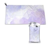 Toalla de microfibra de secado rápido con diseño de mármol morado pastel líquido, para adultos, 40,6 x 33,4 cm