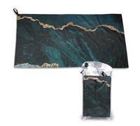 Toalla de microfibra de secado rápido con diseño de mármol verde azulado y esmeralda, tamaño grande y Scapes, para adultos, 40,6 x 96,5 cm