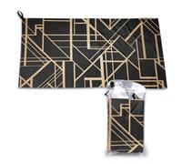 Toalla de microfibra de secado rápido con diseño geométrico Art Déco de dos caras para adultos, 40,6 x 44,5 cm