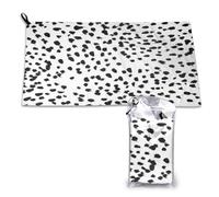 Toalla de microfibra de secado rápido con estampado animal de dálmata en blanco y negro, para adultos, 40,6 x 55,8 cm