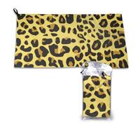 Toalla de microfibra de secado rápido con estampado de leopardo amarillo guepardo para adultos (40,6 x 54,4 cm)