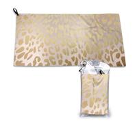 Toalla de microfibra de secado rápido con estampado de leopardo, color rosa, dorado y acero metalizado, para adultos, 40,6 x 190,8 cm