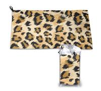 Toalla de microfibra de secado rápido con estampado de leopardo marrón, negro y amarillo claro para adultos, 40,6 x 320,5 cm