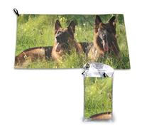 Toalla de microfibra de secado rápido con estampado de pastor alemán para adultos, 40,6 x 44,4 cm