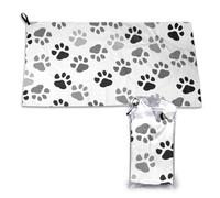 Toalla de microfibra de secado rápido con estampado de patas de perro para adultos (40,6 x 35,5 cm)