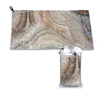 Toalla de microfibra de secado rápido con estampado de piedra de ónix azul pálido para adultos (40,6 x 238,4 cm)