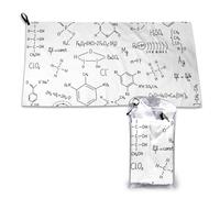 Toalla de microfibra de secado rápido con fórmula química dibujada a mano para adultos (40,6 x 30,5 cm)