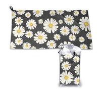Toalla de microfibra de secado rápido "Hermosas margaritas blancas" para adultos (40,6 x 57,8 cm)