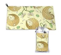 Toalla de microfibra de secado rápido "Pangolines y margaritas" para adultos, 40,6 x 213,8 cm