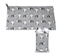 Toalla de microfibra de secado rápido para adultos, color gris, de pastor australiano, azul merle, 40,6 x 44,4 cm.