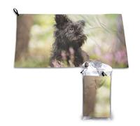 Toalla de microfibra de secado rápido para adultos, diseño de Affenpinscher, perros negros, mono terrier, 40,6 x 50,8 cm