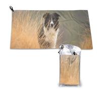 Toalla de microfibra de secado rápido para adultos, diseño de Border Collie Lawn Pets, con borde blanco y negro, 40,6 x 44,8 cm