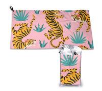 Toalla de microfibra de secado rápido para adultos, diseño de tigres asiáticos, dorado, naranja y negro, 40,6 x 381,1 cm.