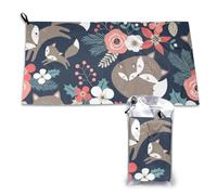 Toalla de microfibra de secado rápido para adultos, diseño de zorro, animal, flor, monito e hija, 40 x 46 cm