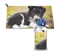 Toalla de microfibra de secado rápido para cachorros de Border Collie, con borde negro, para adultos, 40,6 x 44,4 cm