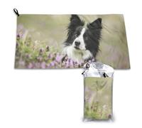 Toalla de microfibra de secado rápido para mascotas Border Collie Lawn Black Border Collie, a granel, para adultos, 40,6 x 44,4 cm