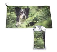 Toalla de microfibra de secado rápido para perros Border Collie, color blanco y negro, para adultos, 40,6 x 44,4 cm