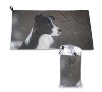 Toalla de microfibra de secado rápido para perros Border Collie con manchas de nieve, para adultos, 40,6 x 44,5 cm