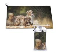 Toalla de microfibra de secado rápido para perros pastores australianos, color marrón australiano, para adultos, 40,6 x 44,8 cm